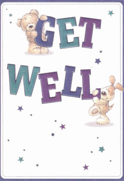 A comforting sense of hope radiates from this get well card, reflecting the inviting spirit found throughout Enfield's leafy avenues and familiar high streets. The scene unfolds with lovingly illustrated details: a cuddly teddy bear, soft and welcoming, perches playfully atop the bold 'GET' while below, a lively puppy with floppy ears nestles into the curved 'WELL.' Their faces shine with affection, sharing an unspoken message of healing and support. The deep purples and teal blues of the lettering contrast beautifully against a crisp white backdrop, creating a spirited display reminiscent of a thoughtfully designed bouquet ready for same-day delivery. Nearby, delicate stars scatter in whimsical patterns-each burst a metaphor for wishes sent across Enfield from one caring neighbour to another. The textures invite touch, from the soft fur of the bear to the velvet ears of the pup, echoing the tactile experience of holding fresh blooms arranged with skill and love. For someone recovering or in need of comfort, this card-carefully crafted, much like our bespoke floral arrangements-offers light, clarity, and warmth. It's easy to imagine it delivered with a bunch of cheerful flowers from a trusted Enfield florist, both card and bouquet promising brightness and optimism just when it's needed most.